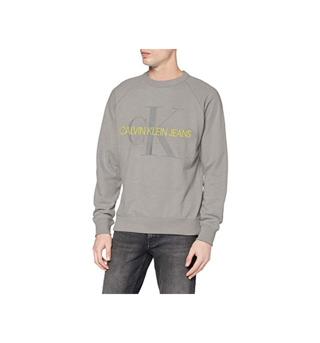 Producto Calvin Klein Vegetable Dye Monogram Crew Neck Sudadera, Gris