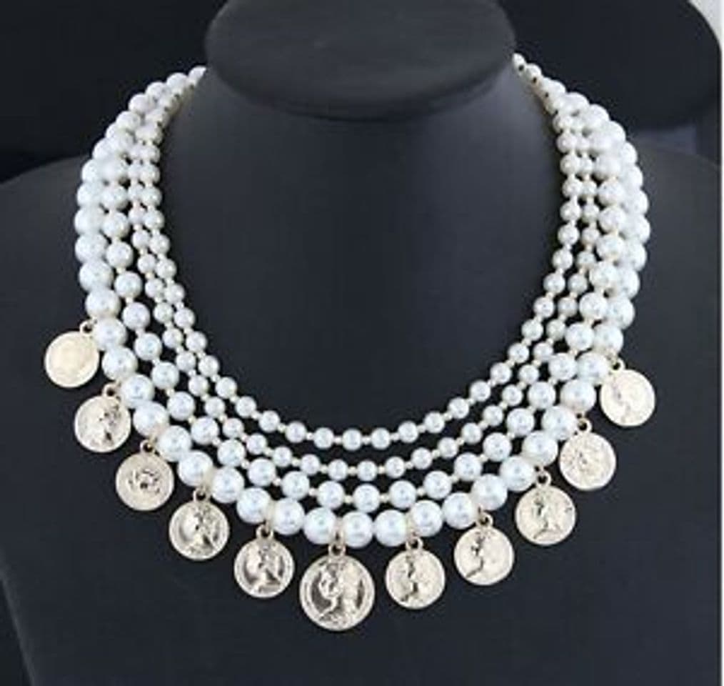 Fashion ZARA pearl bead and coin necklace