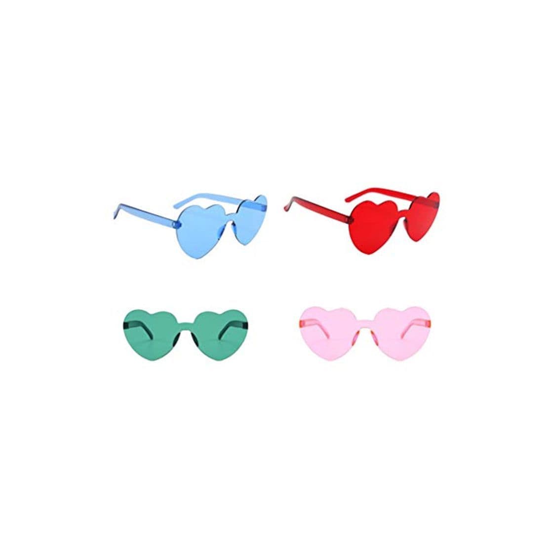 Producto Minkissy 4pcs Love Heart Pattern Sunglasses Clear Candy Color Sunglasses Frameless Shades