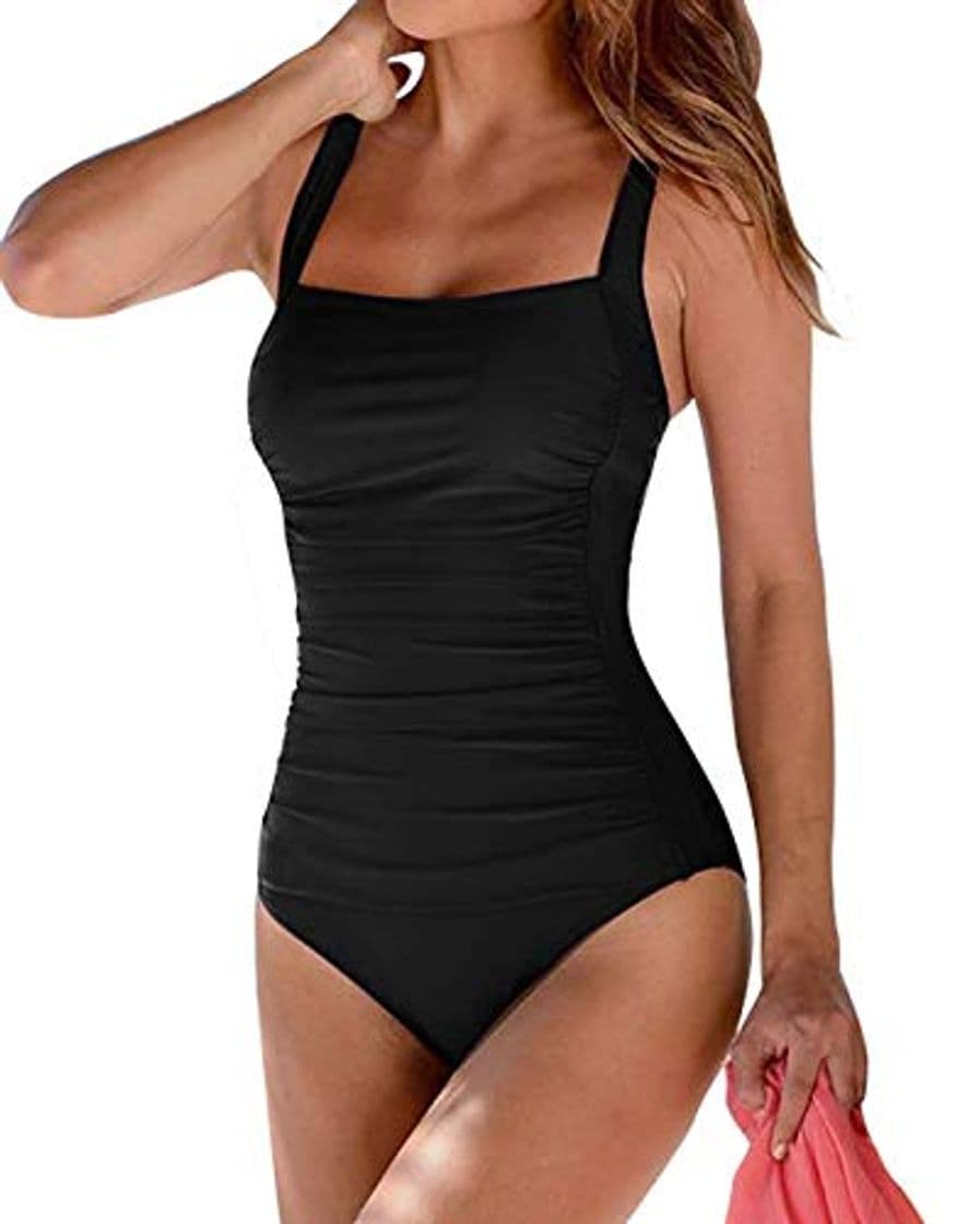 Moda Leslady Banadores Mujer Reductores Mujer Color sólido Traje de baño Bandeau Monokini Body Shaping Correa de Hombro Ajustable Trajes de una Pieza