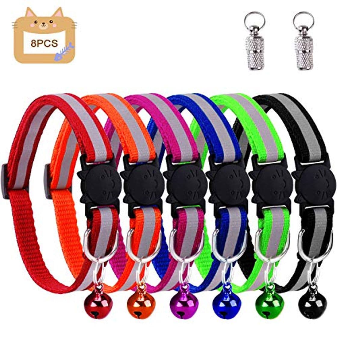 Producto Winline Collar para Gatos,Collares para Gatos con Campanas, Ajustable Fluorescente, Hebilla de