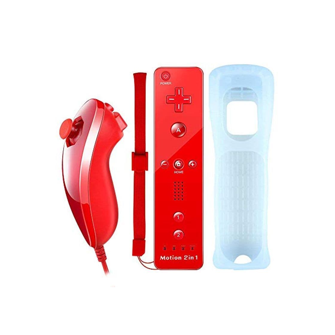 Product COOLEAD 2 en 1 Motion Plus Mando a Distancia y Nunchuk para Wii y Wii U Control Remoto Motion Plus y Nunchunk con Funda de Silicona y Muñequera