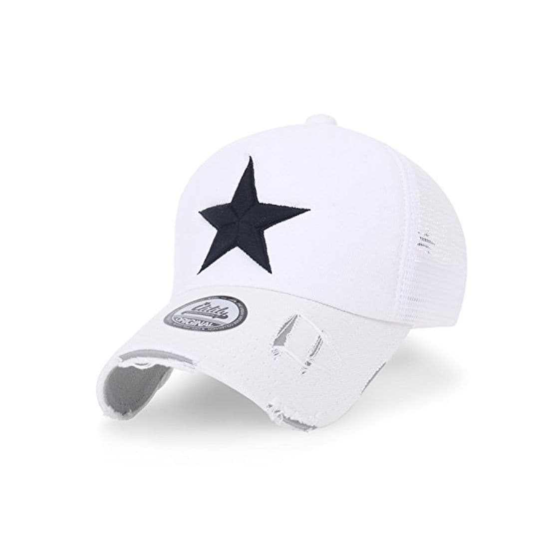 Moda ililily Star Embroidery Black White Trucker Hat Cotton Baseball Cap