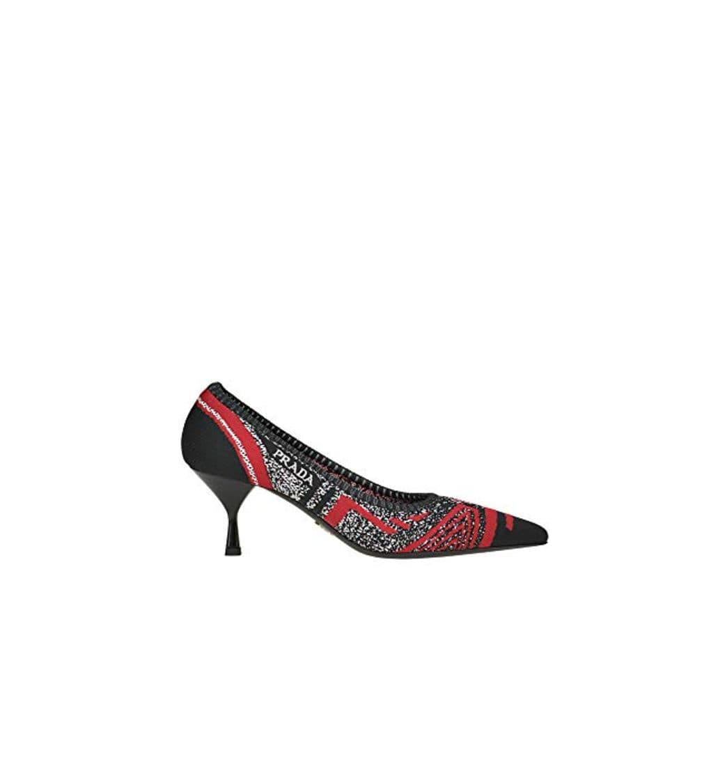 Moda Prada Printed Knit Pumps Woman Fire Red 36