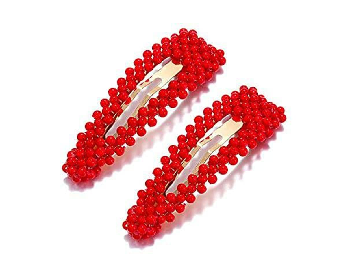 Fashion Pinzas para el pelo de perlas rojas