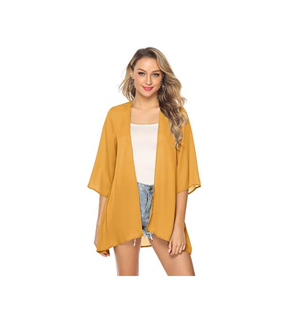 Moda Abollria Cárdigan Mujer Florales Chaqueta Kimono Ligero Playa Chal de Gasa Manga