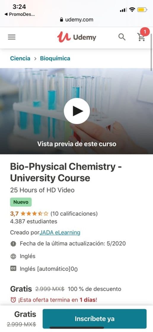 Moda Udemy: Química Biofísica - Curso Universitario