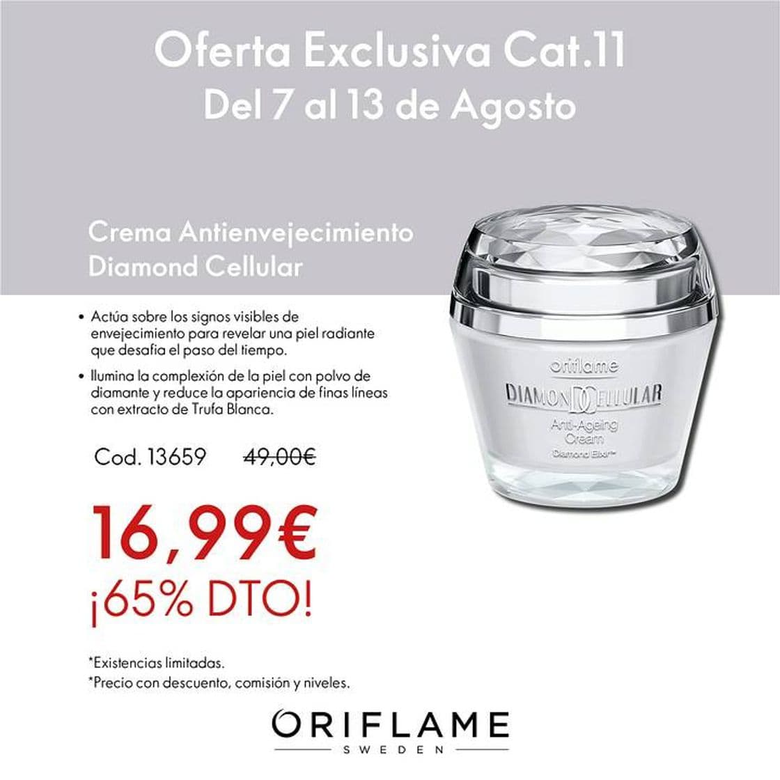 Producto Oferta Exclusiva en la Crema Anti envejecimiento Diamond