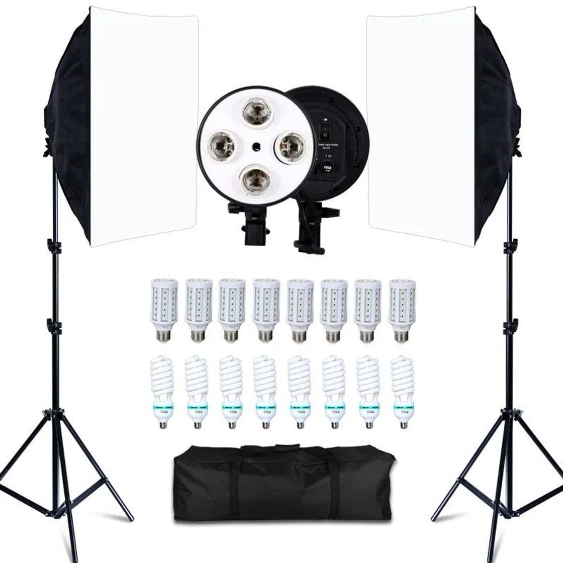 Moda € 48,52  52%OFF | Kit de Softbox 8 LED 20W para estudio foto