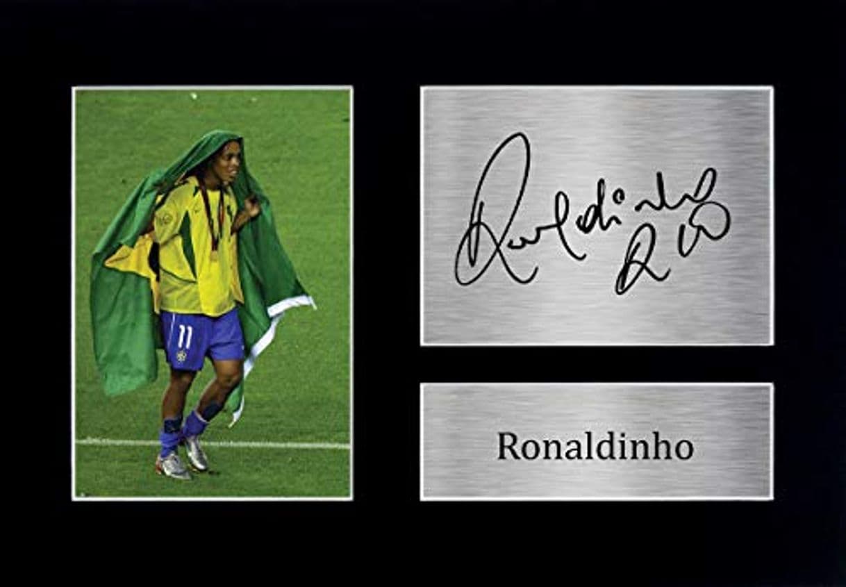 Product HWC Trading Ronaldinho A4 Sin Marco Regalo De Visualización De Fotos De Impresión De Imagen Impresa Autógrafo Firmado por Brazil Los Aficionados Al Fútbol