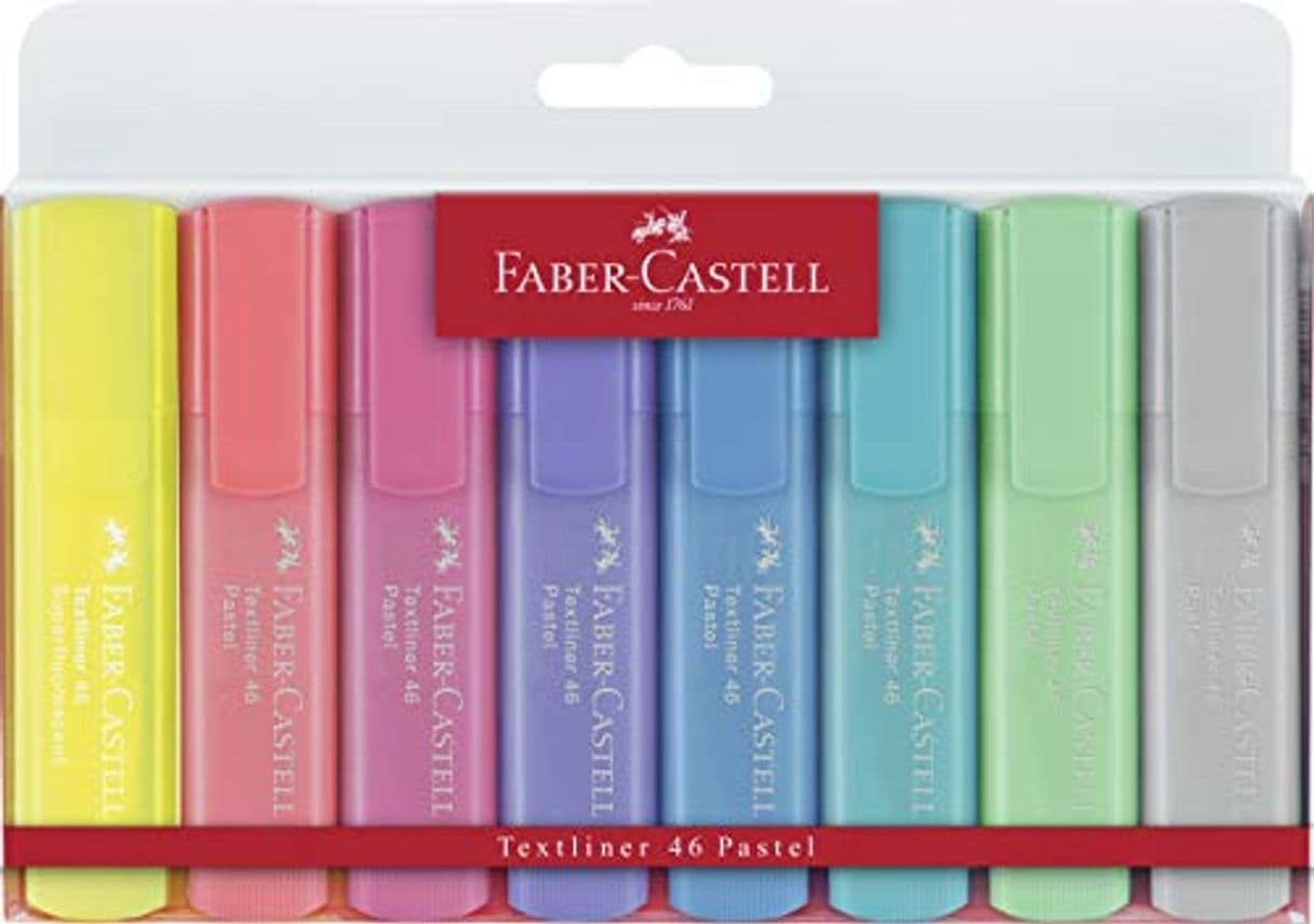 Product Faber-Castell 154681 - Estuche con 8 marcadores fluorescentes tonos pastel y 2