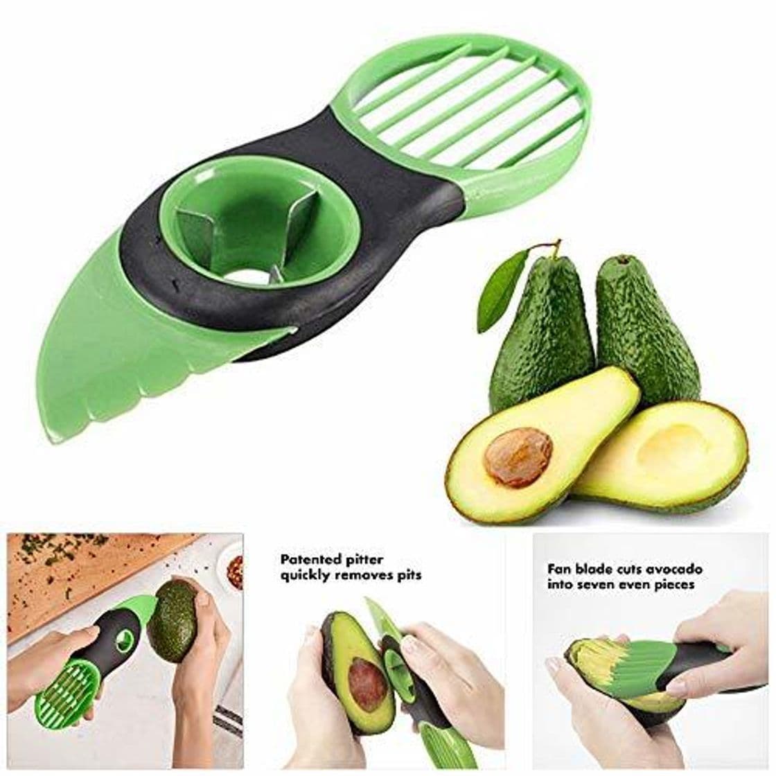 Producto NUONA Good Grips Cortador de Aguacates, Pelador Aguacates Verde Rebanadora Fruta, 3