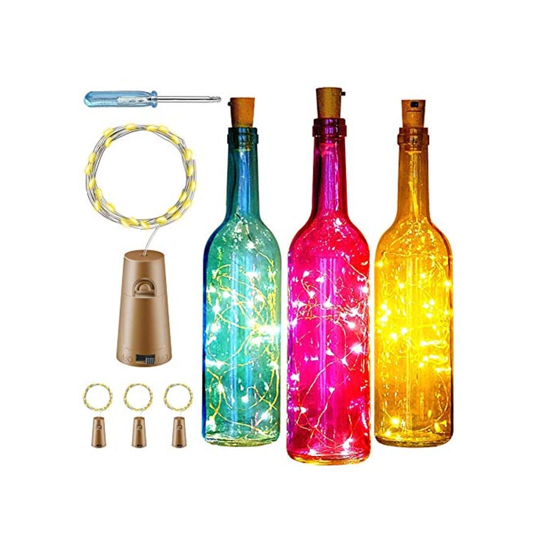 Producto Luces de Botella de Vino,lámpara decorada,DIY Guirnaldas Luces Led Románticas para Boda,