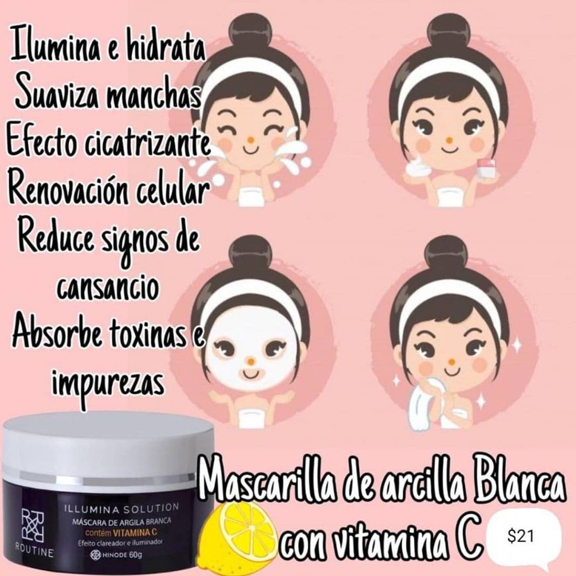 Moda Mascarilla de arcilla blanca con Vitamina C