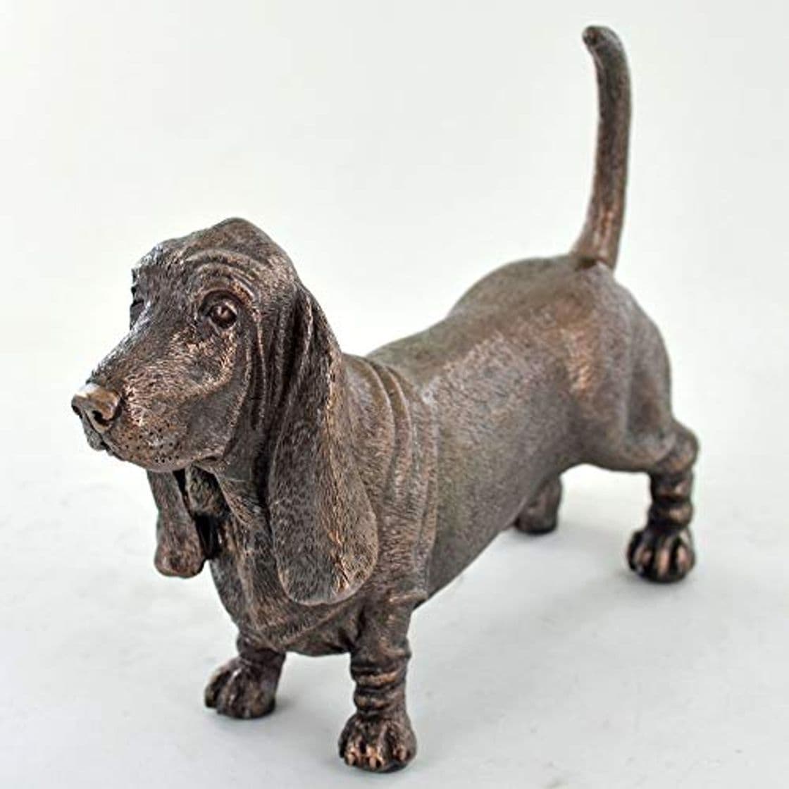 Product Bassett Hound perro Escultura Estatua de bronce fundido fría decorativa Decoración del hogar Idea de regalo de mascotas H12 cm