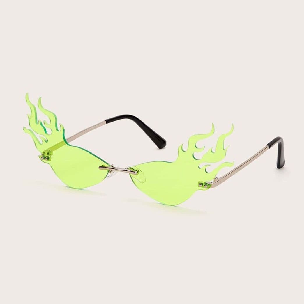 Moda Gafas de sol sin montura con diseño de fuego 🔥