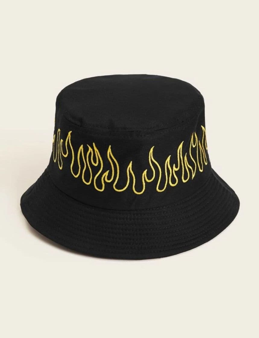 Fashion Sombrero cubo con bordado de fuego ⛓