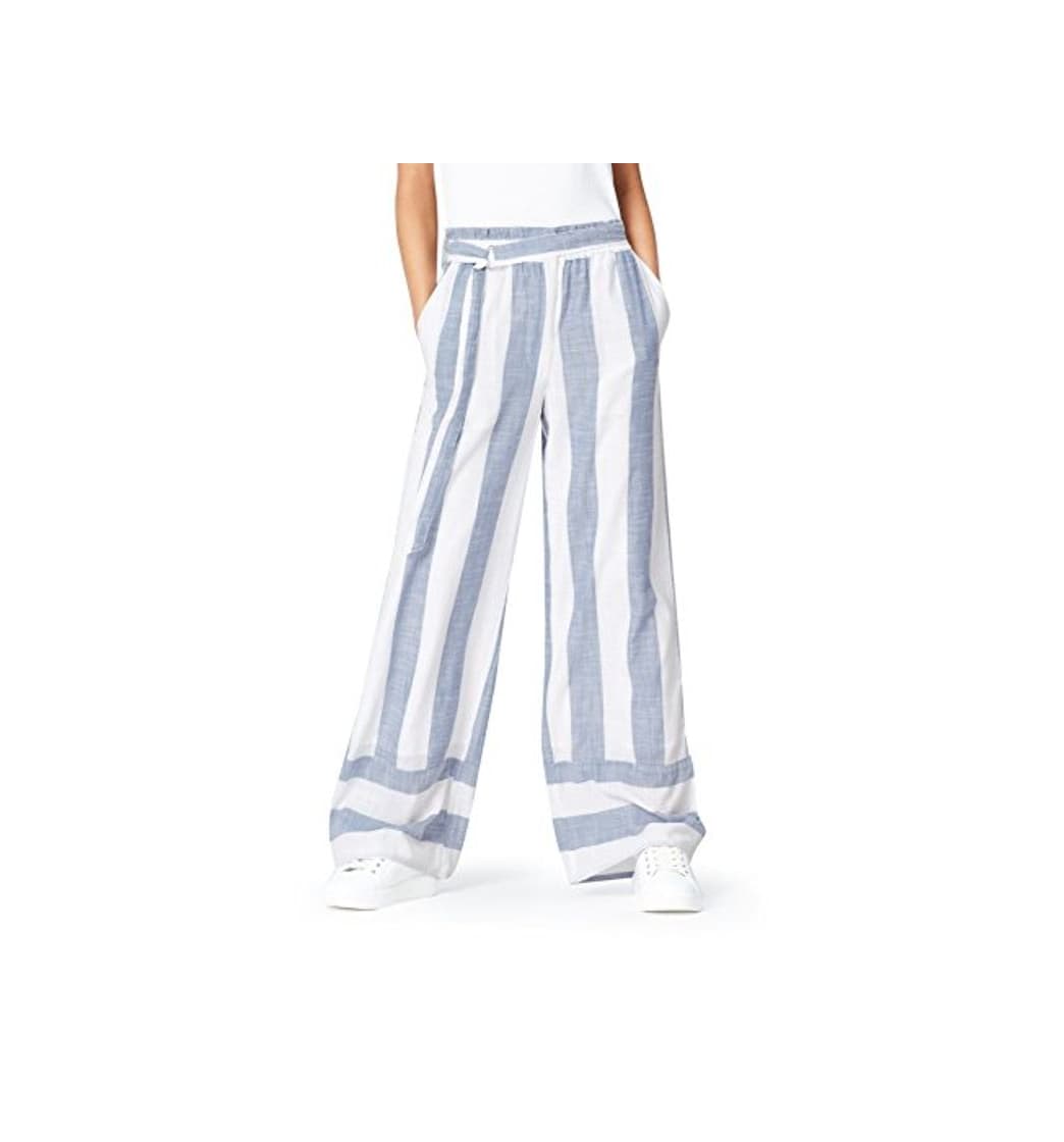 Fashion Marca Amazon - find. Pantalones de Rayas para Mujer, Azul