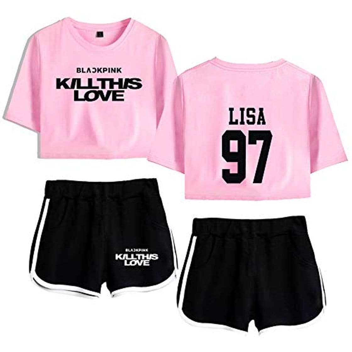 Product Blackpink Kill This Love KPOP Ropa Camiseta Set Expuestos Pantalones Cortos Ombligo