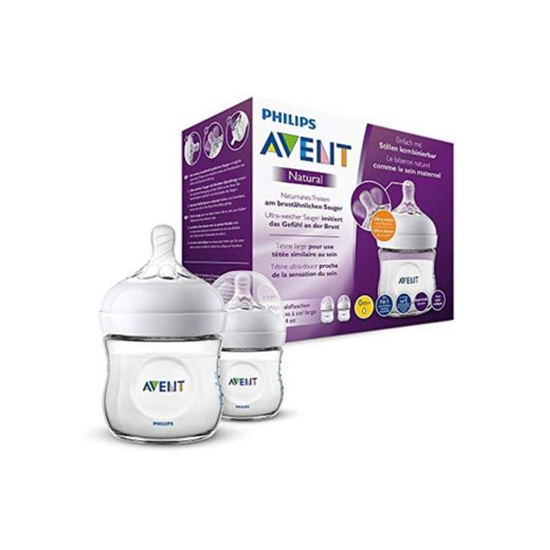 Product Philips Avent Biberón Natural SCF030/27 - Pack de dos biberones de 125