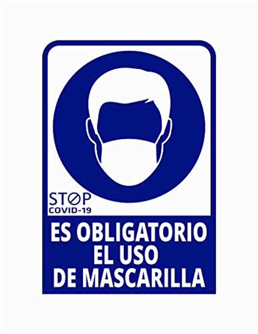 Producto Pegatina Es obligatorio el uso de mascarilla, Prevención COVID-19, diseñado para empresas,