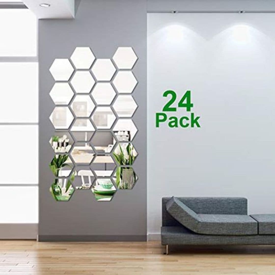 Producto 24 Piezas de Espejo de Acrílico Desmontable Pegatina de Pared Adornos Decoración