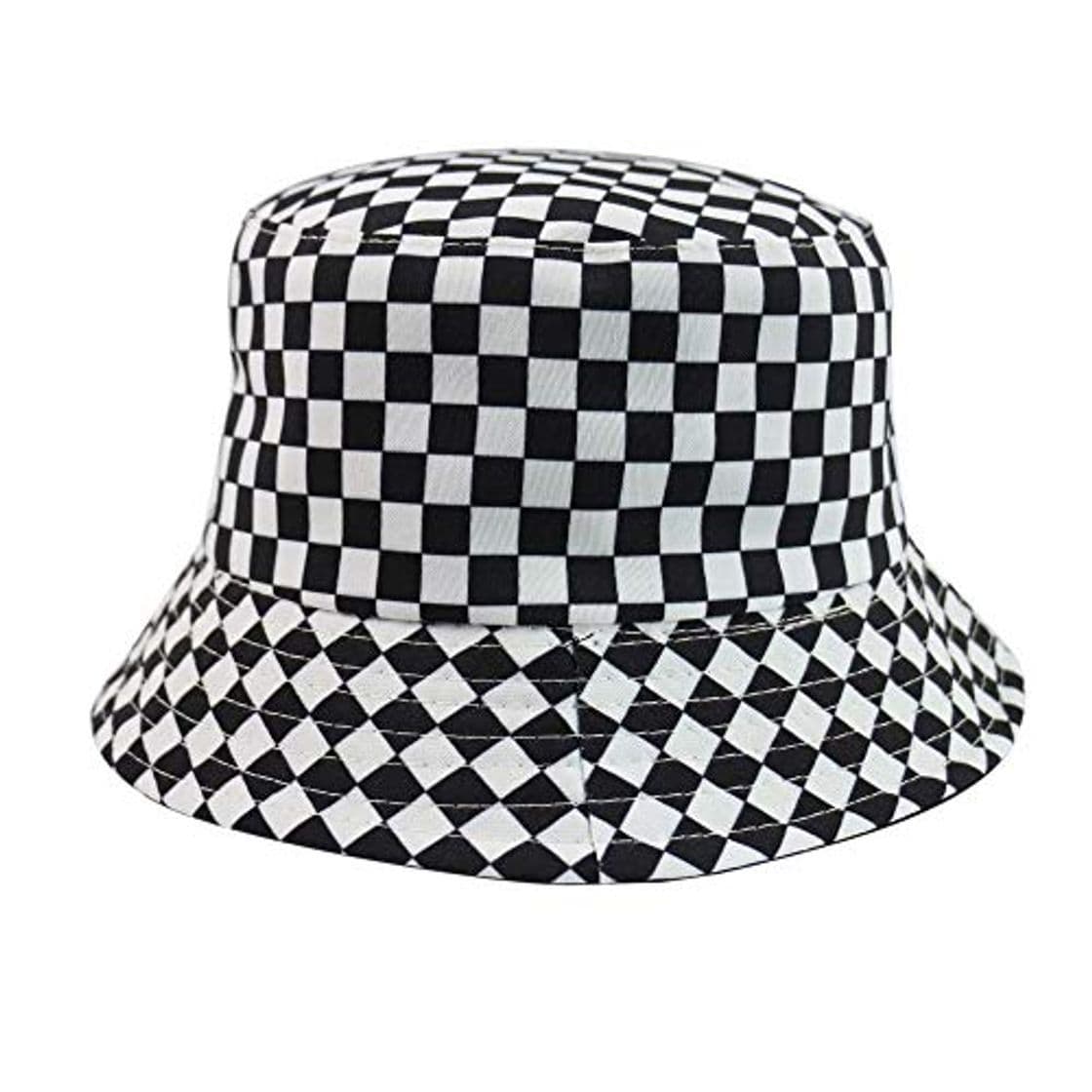 Place ZSAIMD Nuevos sombreros de cubo a cuadros blancos y negros Gorros de