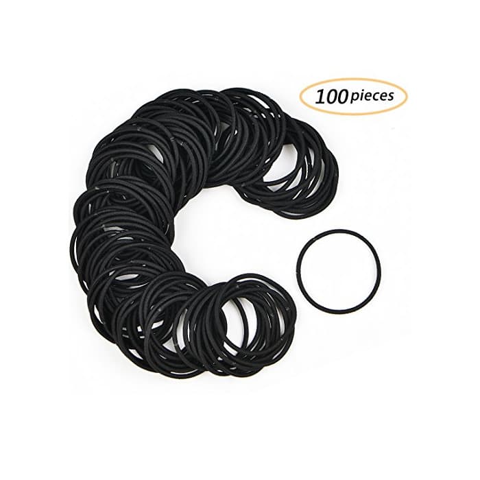 Beauty LABOTA 100 Piezas 3mm Negro Elástico Pelo Gomas sin Metal Suave Elástico