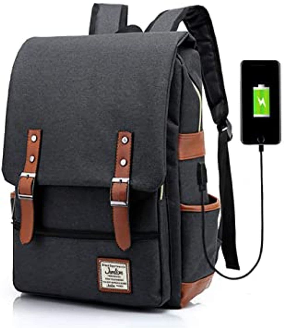 Producto Junlion Mochila Portátil para Negocios Unisex Mochila Escolar para Estudiantes Universitarios Mochila de Viaje Mochila con Puerto de Carga USB Verde