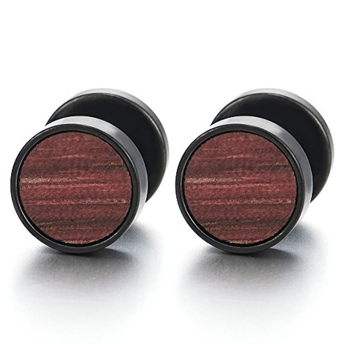 Producto 2 Negro Círculo Pendientes Aretes con Madera de Hombre Mujer