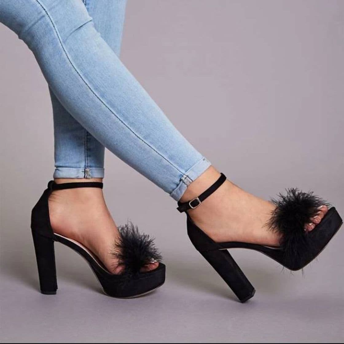 Moda Tacones con tira tobillera con diseño de pelo sintético