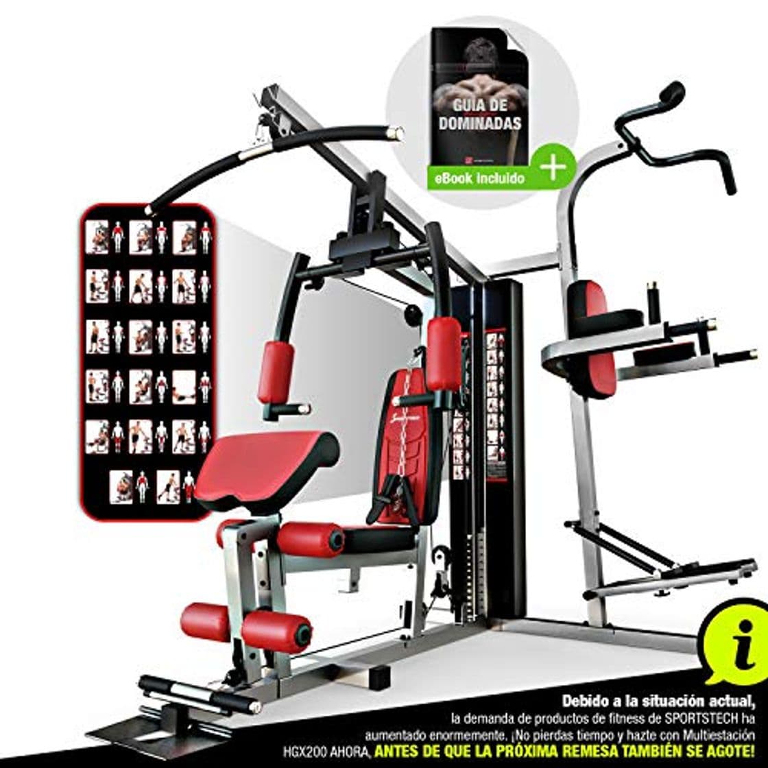 Lugar Sportstech HGX200 Multiestación musculación Premium 45en1 Sirve para innumerables Posibilidades de Entrenamiento