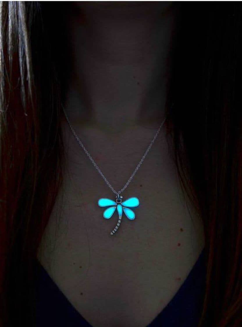 Product Aqua glow in the dark dragonfly necklace