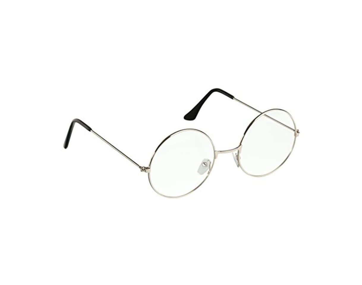 Beauty TRIXES Gafas Metal Plateado Unisex Redondas Estilo Retro de los Años Sesenta