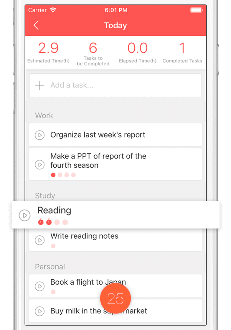 App Focus To-Do - Pomodoro Technique & Tasks