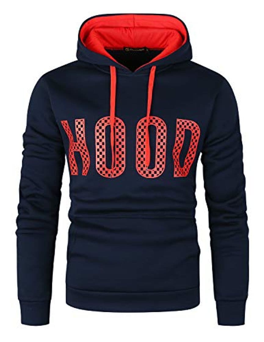 Fashion GHYUGR Sudadera con Capucha Hombre Colores de Contraste Estampado Hoodie Sweatshirt Pullover