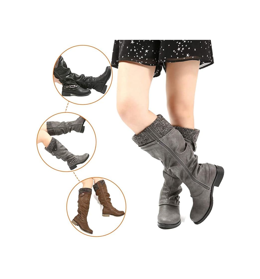 Fashion gracosy Botas de Mujer Otoño Invierno 2019 Tacon Bajo Zapatos Largas Botas