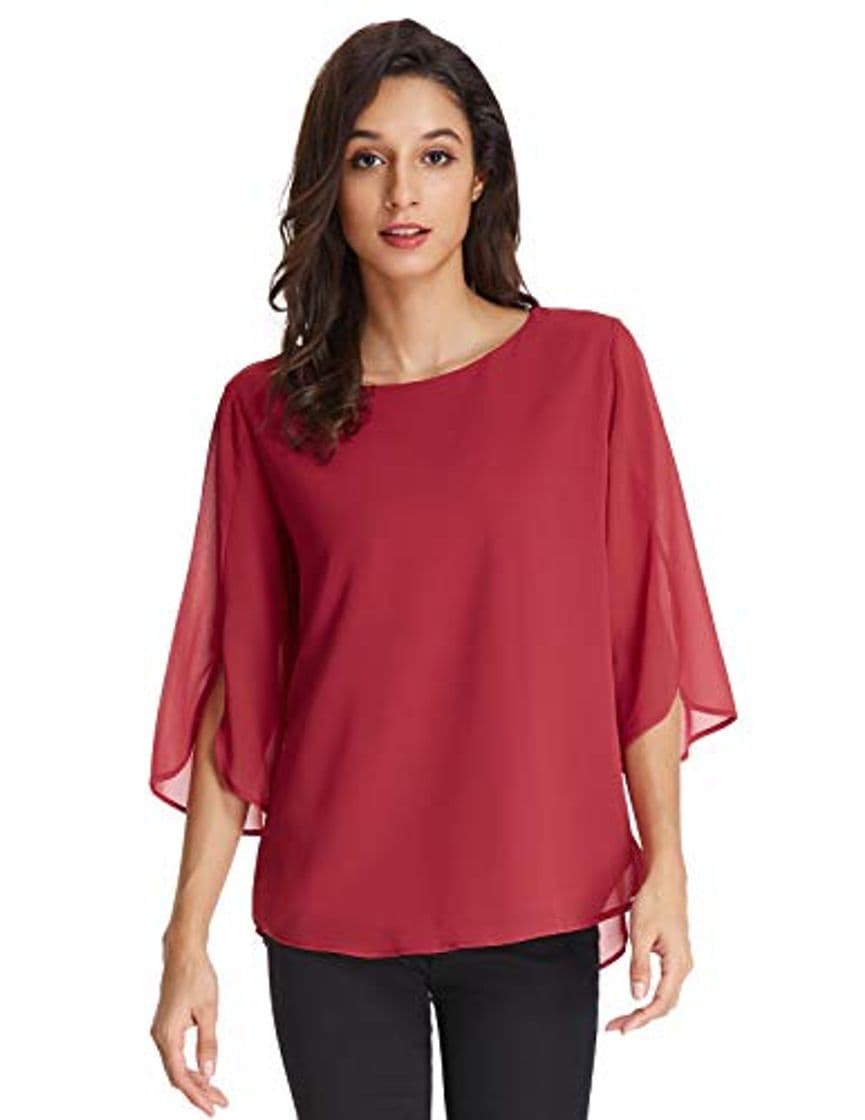 Product Elegante Blusa 3/4 Manga Blusa de Mujer Casual Escote Redondo para El