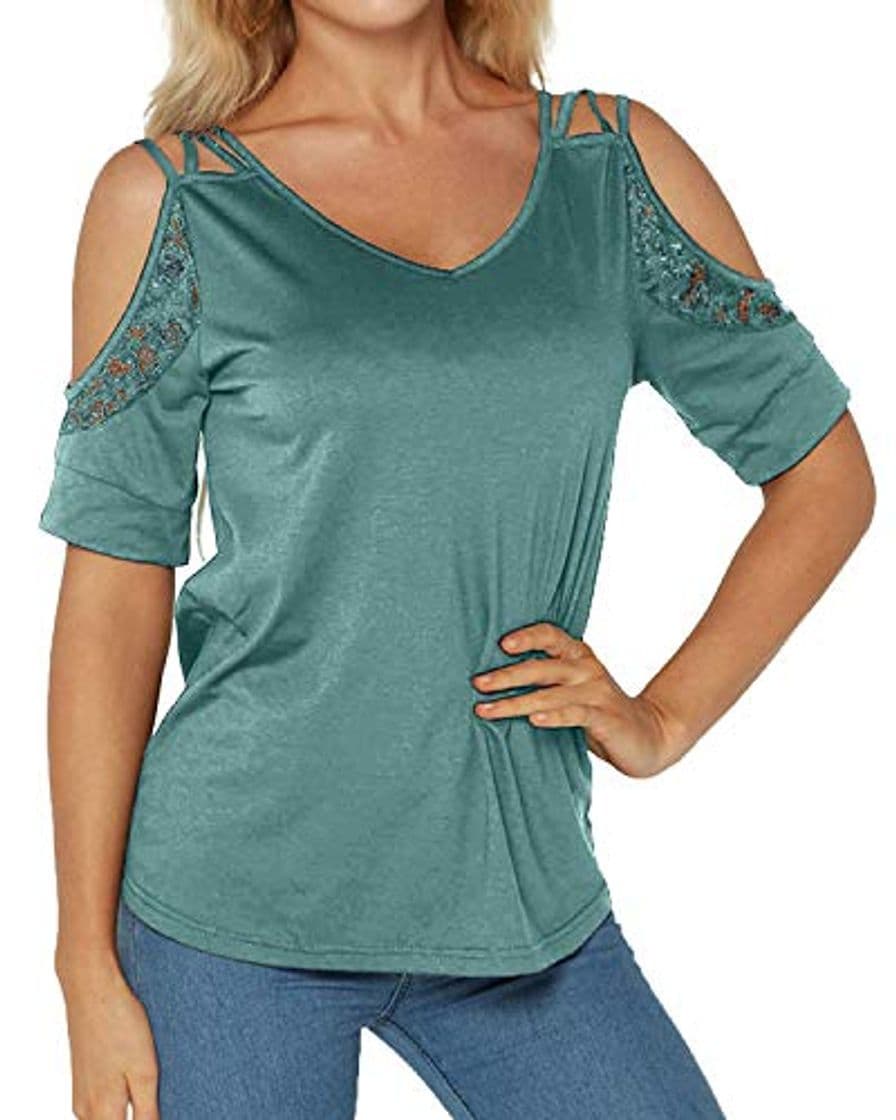 Fashion YOINS - Blusa de manga corta para mujer