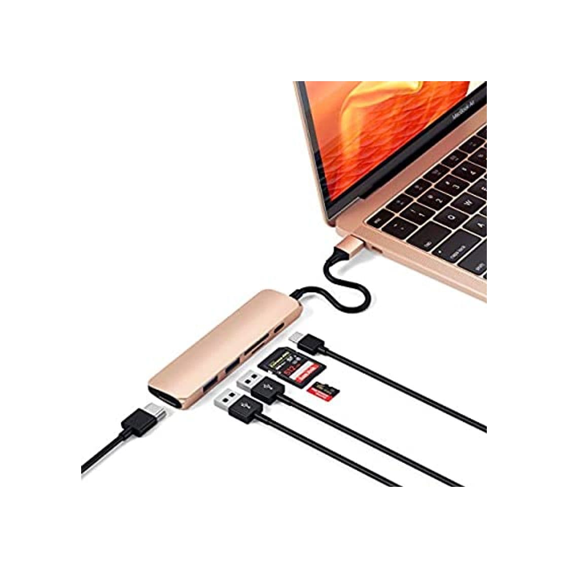 Product Satechi Adaptador Multi-Puertos Slim Tipo-C de Aluminio con Puerto de Carga USB-C,