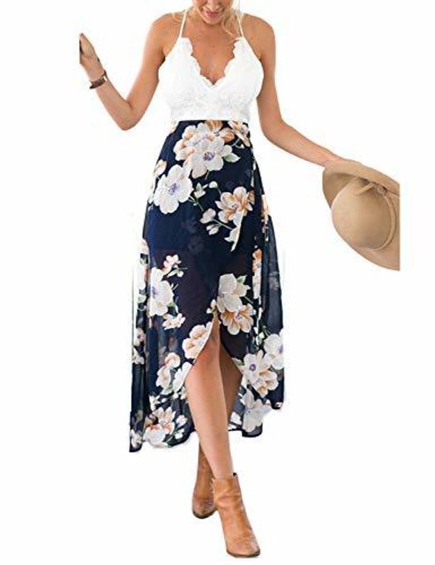 Producto Blooming Jelly Vestidos Maxi Florales asimétricos del cordón del Halter de Las