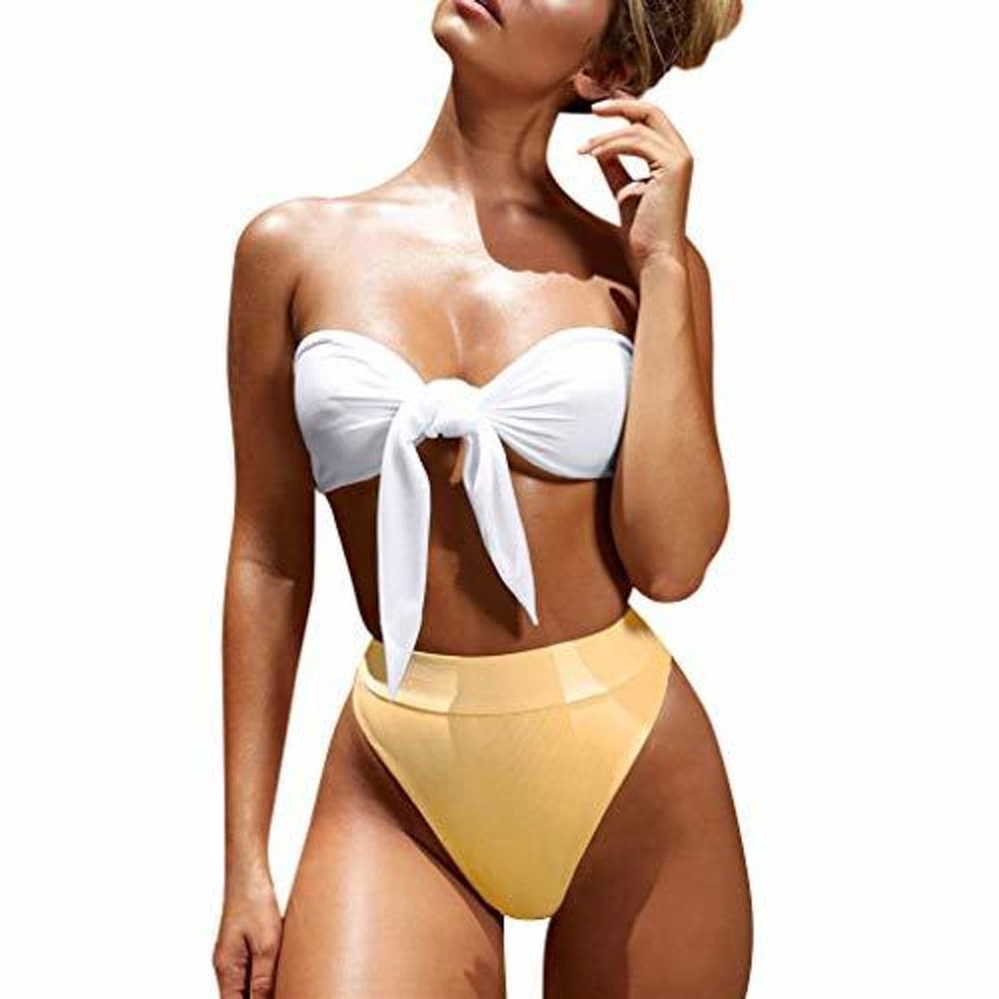 Fashion Mymyguoe Mujer Bikinis Top de Tubo Dividida Traje de baño Bikini de