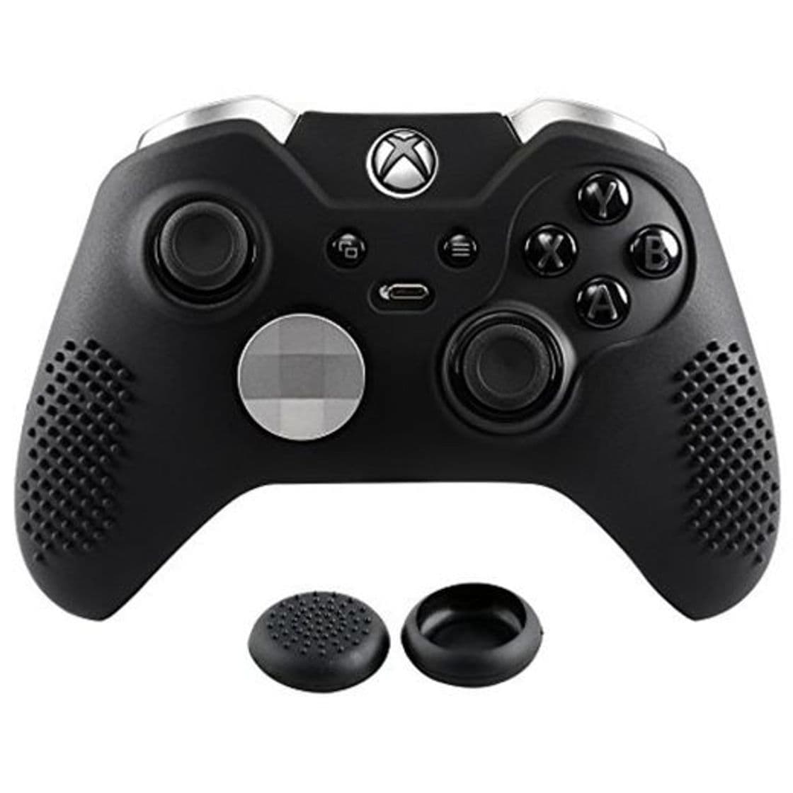 Producto eXtremeRate Funda de Silicona Carcasa Suave Cubierta Protectora Antideslizante para Mando de Xbox One Elite con Dos Tapas de Joyticks Negro