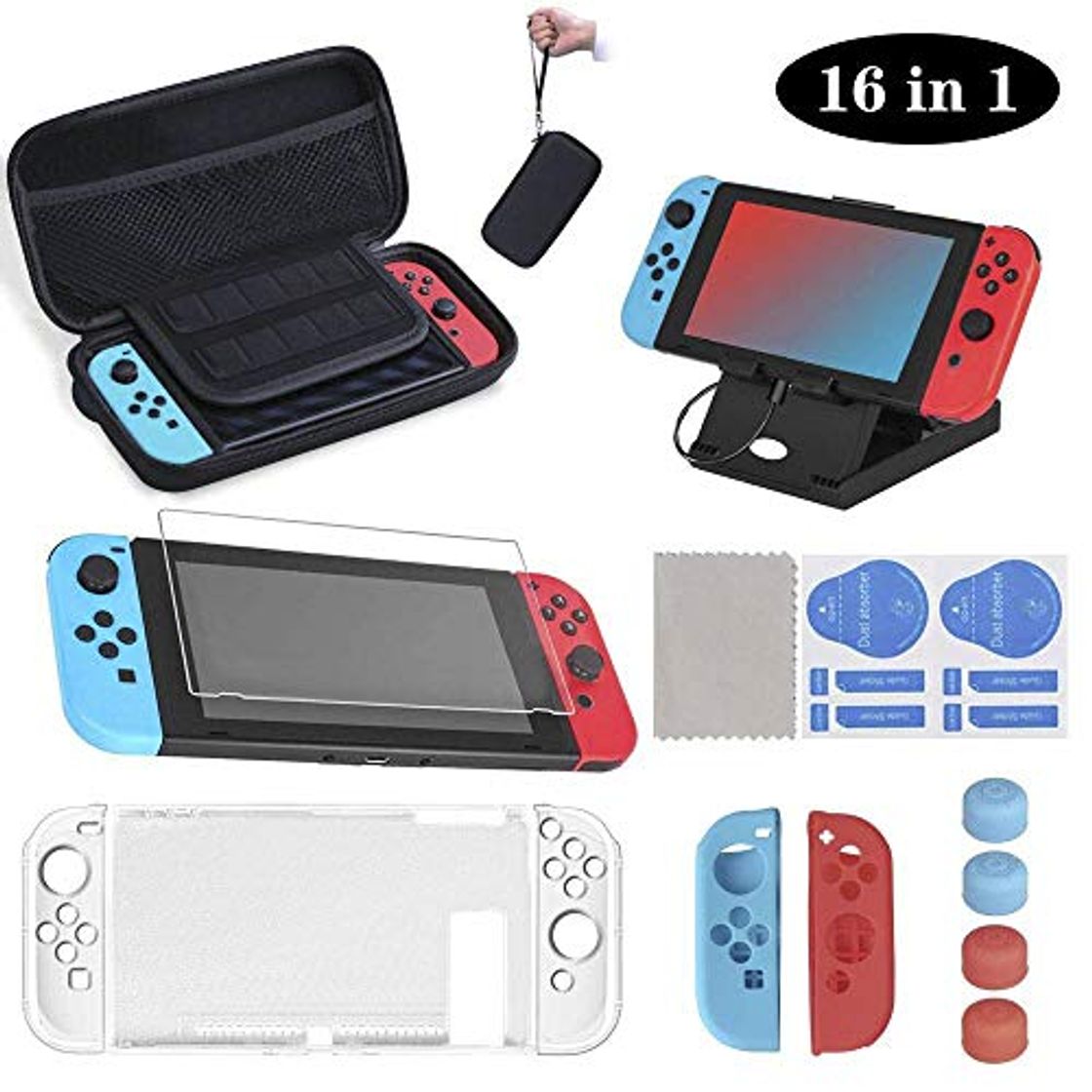 Electrónica 16 en 1 Kit de Accesorios para Nintendo Switch, Funda para Nintendo