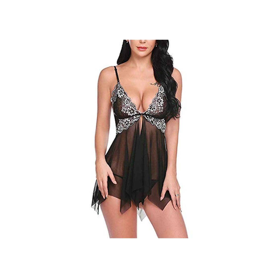 Moda SEDEX Lencería Mujer Erótica Ropa Interior Camisón Babydoll Halter Cordón Transparente Lencería de Encaje Tentación