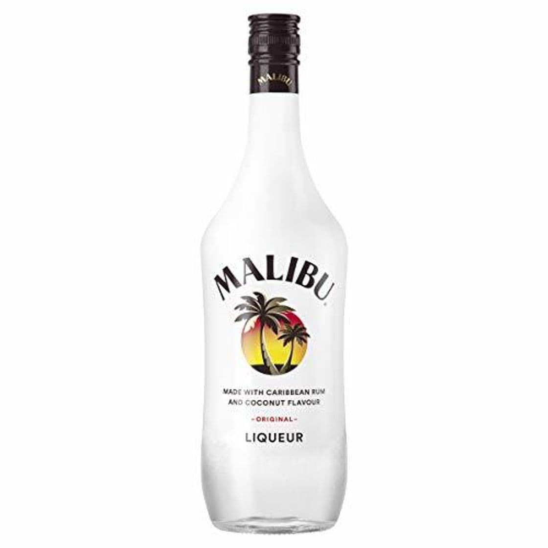 Producto Malibu' carribean white rum coconut confezione in bottiglia di vetro da 1