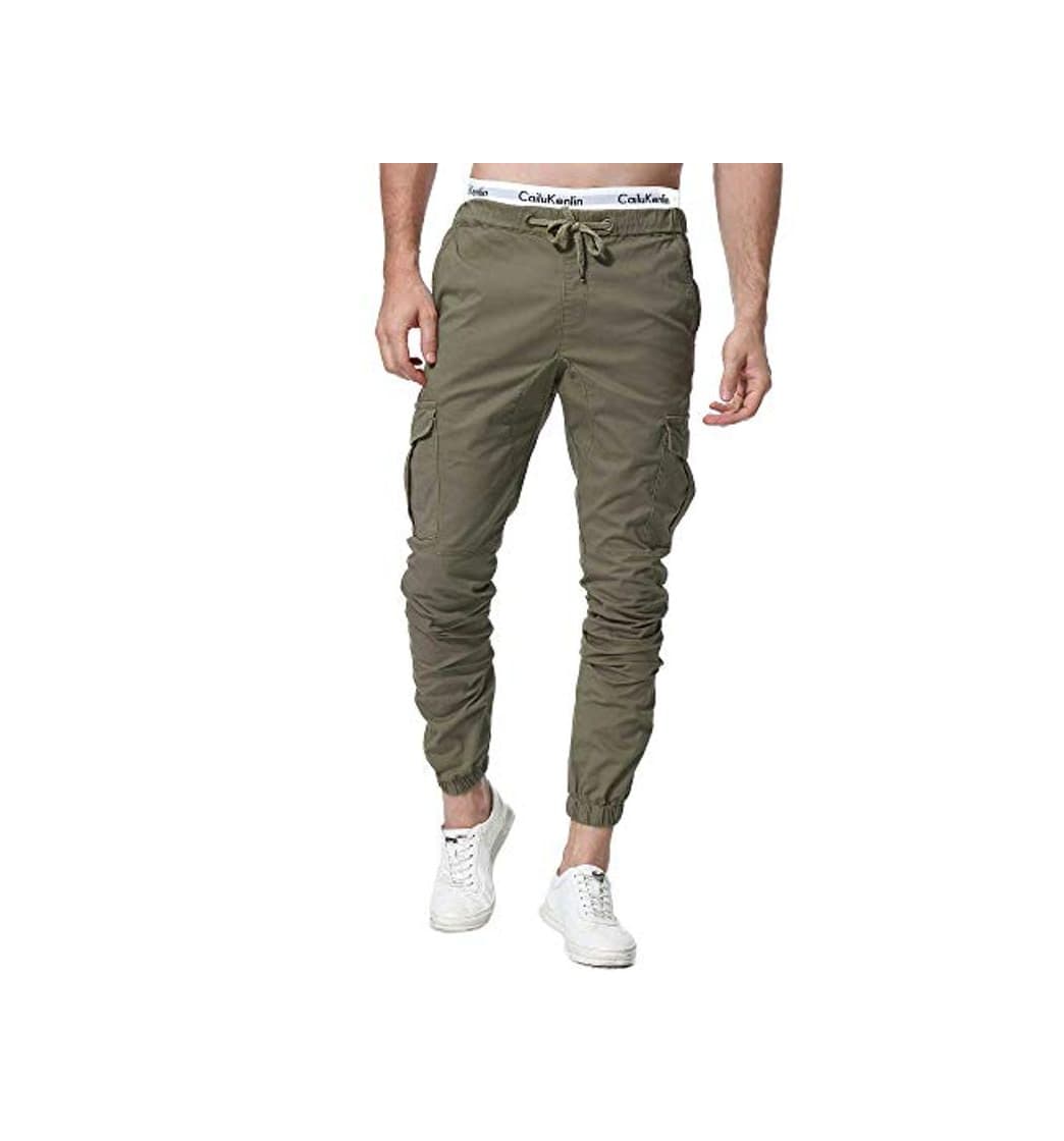 Moda ZOEREA Pantalones Hombre Casuales Deporte Elásticos Joggers Largos Pants con Bolsillos Algodón Slim Fit Cargo Trouser de Hombres