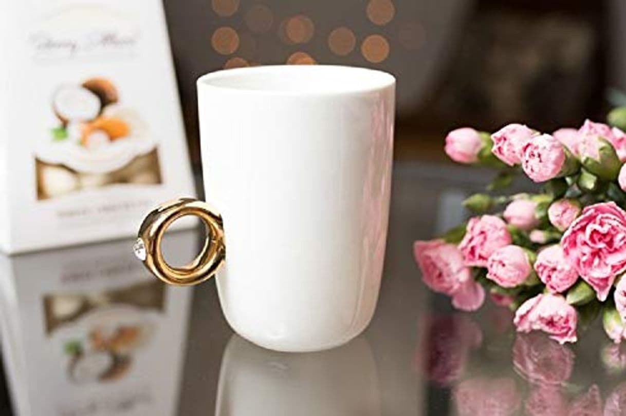 Moda KOSxBO® - Taza de café con Anillo de Compromiso como asa en