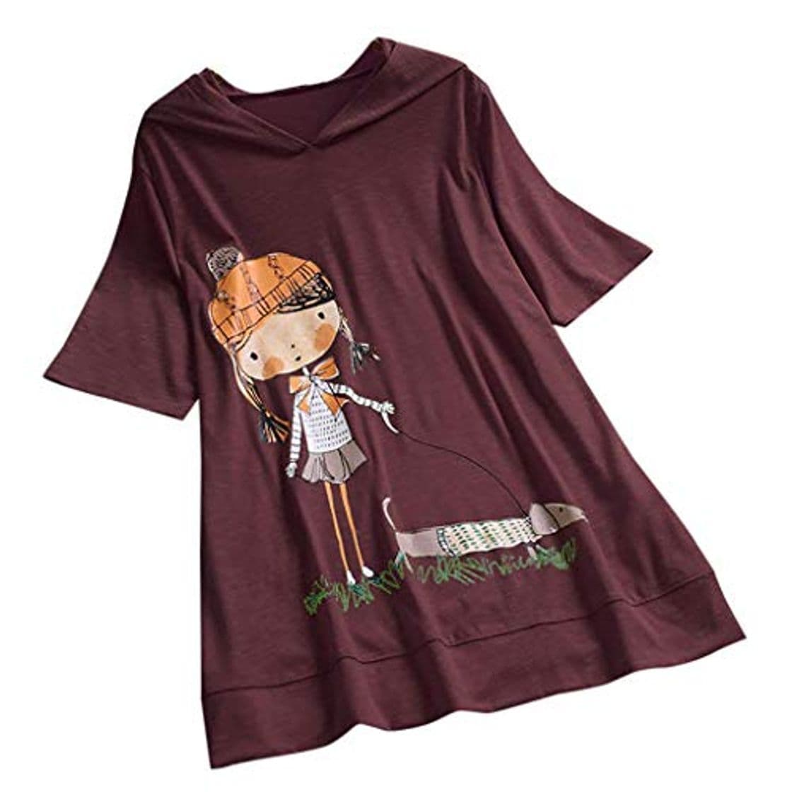 Moda VEMOW Camiseta de Manga Corta con Capucha y Estampado de Dibujos Animados