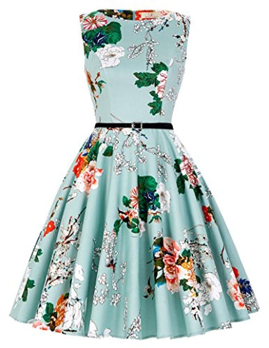 Lugar GRACE KARIN Vestido Mentaverde Vestido de 1950s Vintage Grandes Flores Corsés M